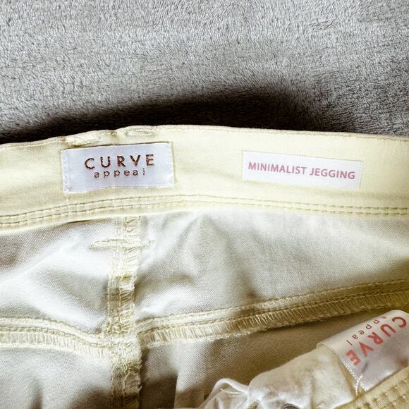 Curve Appeal Jeans Womens 14 Pale Yellow Denim Minimalist Jeggings High Rise - Picture 3 of 11